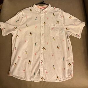 Tommy Bahama White Shirt with Colorful Tropical Print